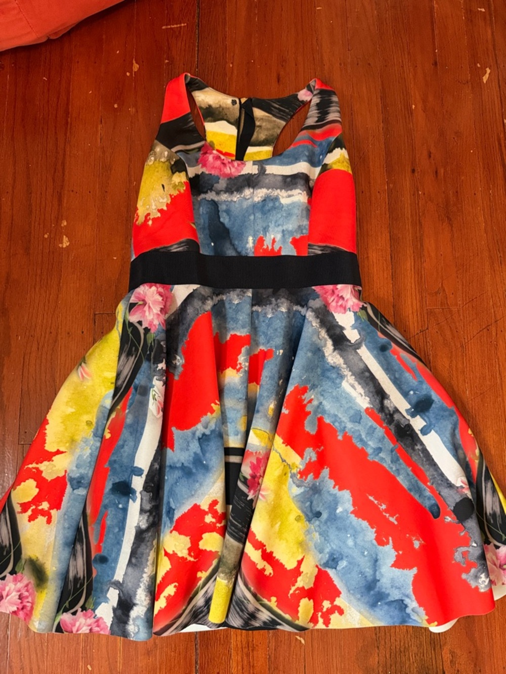 Milly Multicolor Watercolor Print Fit-and-Flare Dress